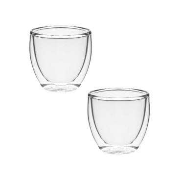 Conjunto xícara de vidro 80 ml