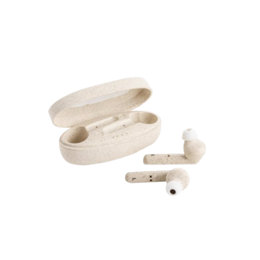 Fones de ouvido True Wireless m fibra de palha de trigo e PP