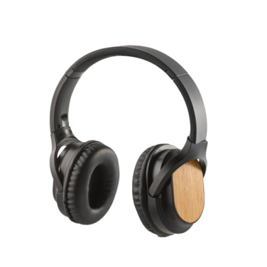 Fones de ouvido wireless em bambu e ABS