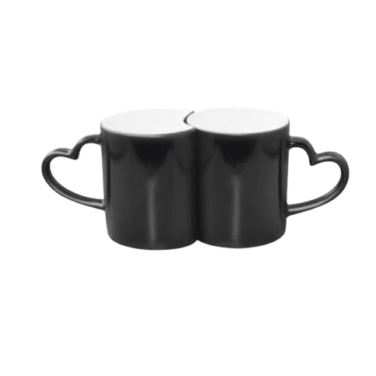 Caneca dupla magica com alça de coração