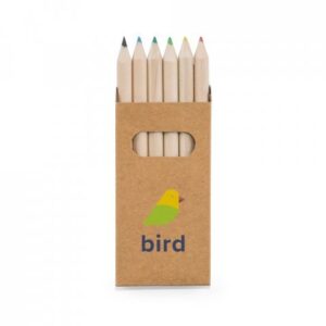 Caixa de 6 mini lápis de cor gravada