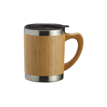 Caneca de inox e Bambu 300 ml