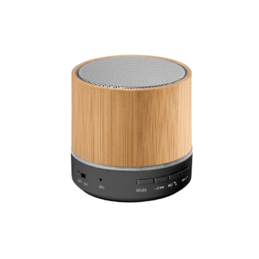 Caixa de Som Bluetooth em bambu e ABS