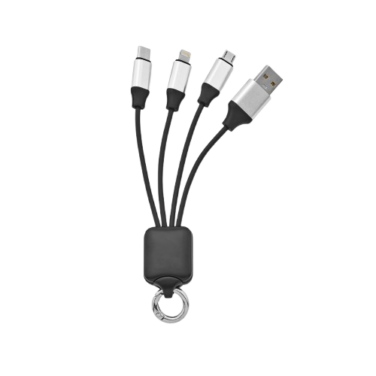 Cabo USB de carregamento rápido 3 em 1 com corpo em PET 100% reciclado