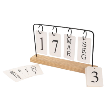 Calendário Madeira com Alça Metal