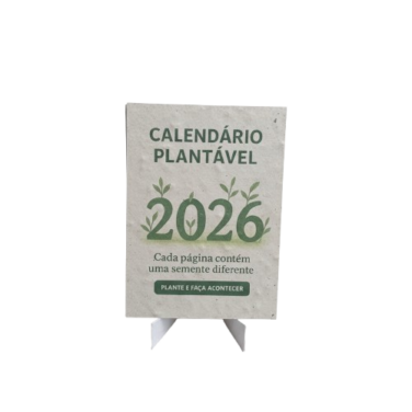 Calendário em papel plantável com base