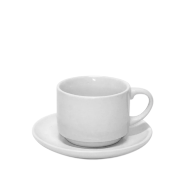 Xícara de porcelana com pires para chá na cor branco 175 ml