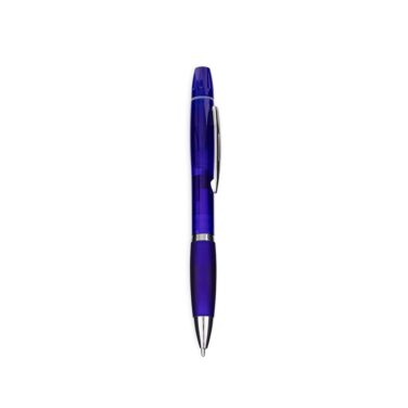 Caneta plástica com marca texto