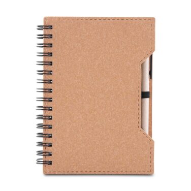 Caderno A6 capa em papelão reciclado com caneta