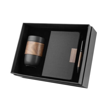 Kit escritório Caderno, Copo e Caneta Metalica